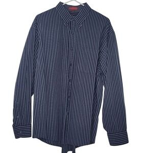 Izod Blue Striped Long Sleeve Button Down Shirt‎